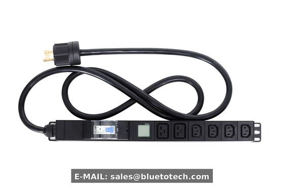 32A Single Phase Rack PDU Power Distribution Unit with Mini Meter, 32A Circuit Breaker and 4 x C13 + 2 x C19 Outlets