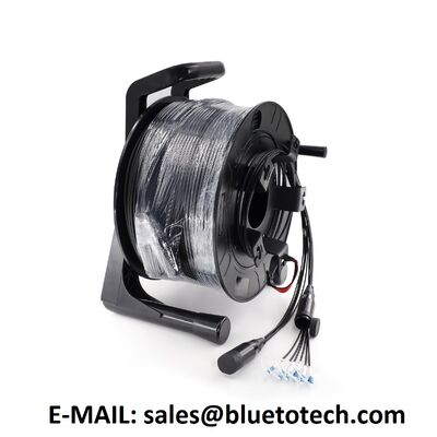 Cordon de raccordement optique blindé FTTA TPU 4 fibres 5.0mm LC vers LC Monomode Câble de raccordement fibre optique blindé TPU LC/UPC-LC/UPC 4 fibres SM 5mm